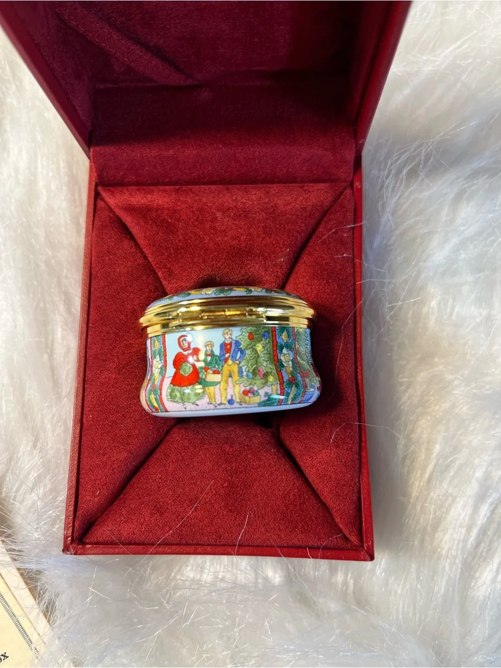 Halcyon Days Enamel Christmas 2006 Decorative Trinket Box - Red/Green